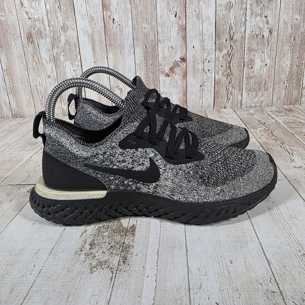 Nike Epic React Flyknit 2 Black Grey Running Shoes AQ0070-011 Womens 6